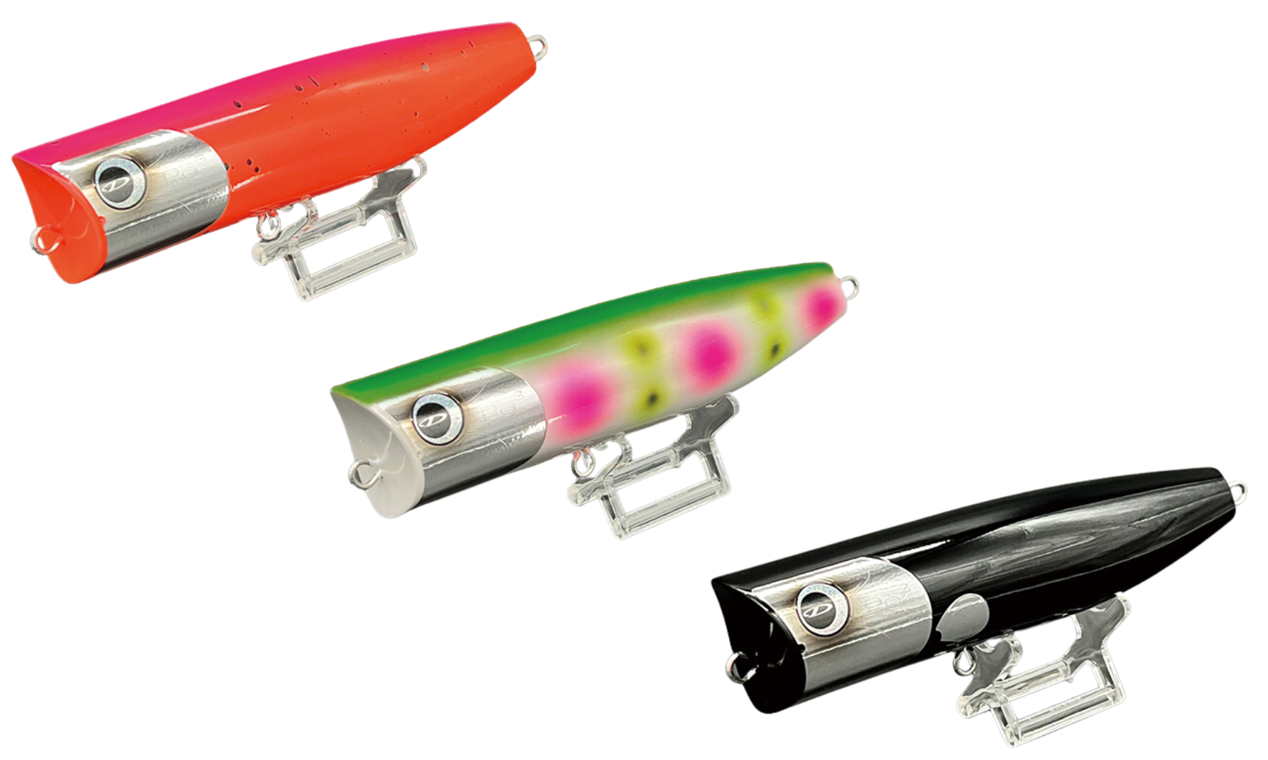 The D-CLAW GTpopper Popopo is a floating popper designed for saltwater fishing, particularly for targeting giant trevally (GT) and other big fish. It measures 180mm in length and weighs 148g.
