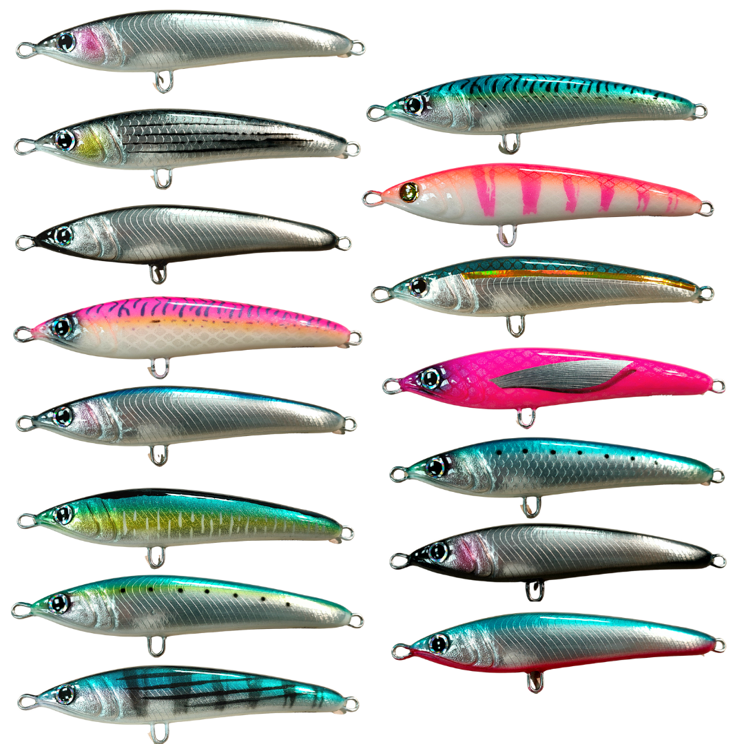 The Bonito 130 is a realistic sinking stickbait with a compact shape designed to resemble an anchovy or sardine. Ideal for pelagic predators such as false albacore, yellowfin tuna, bluefin tuna, tarpon, barracuda, red carp, and jacks.