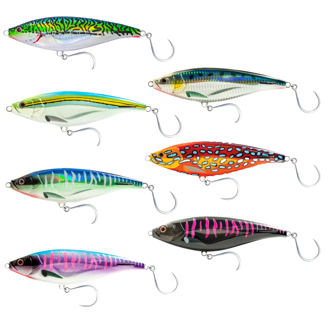 Le Madscad 190 est équipé de 2 singles en ligne 11/0 BKK et d'anneaux robustes pour une résistance ultime. Inspiré des poissons-appâts typiques à ventre profond qui sont si répandus dans le monde entier.